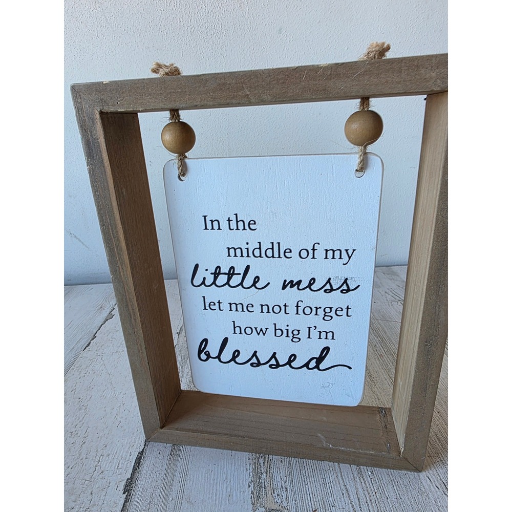 Inspirational office sign blessed mess wooden hanging decor home